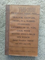TM5-3081 War Department Technical Manual Tractor Diesel Caterpillar Rare