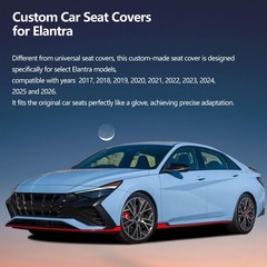 Hyundai Elantra 2017-2026 Car Seat Covers Waterproof Leather Airbag Black+Red 2P