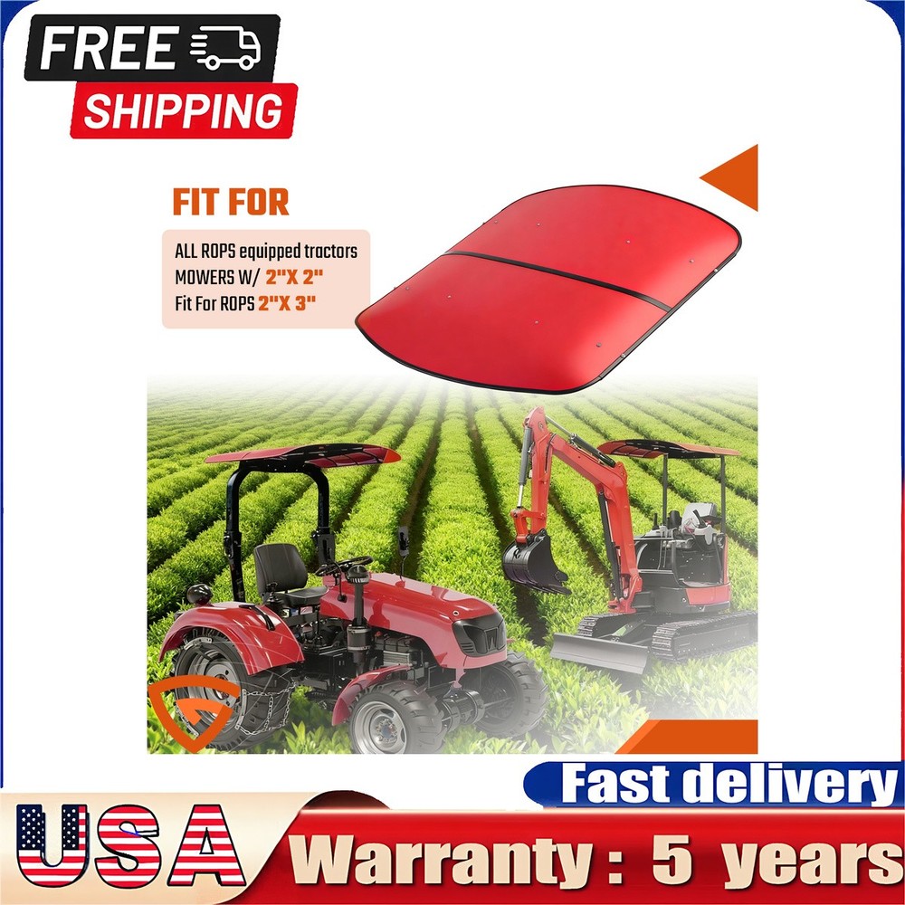 Universal Red Tractor Canopy 48″ x 52″ Fits 2×2 2×3 ROPS Tuff Top Sun Shade