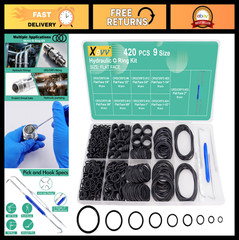 420 Pcs Hydraulic O-Ring Seal Kit – 9 Sizes Buna-N 70A for Flat Face Fittings