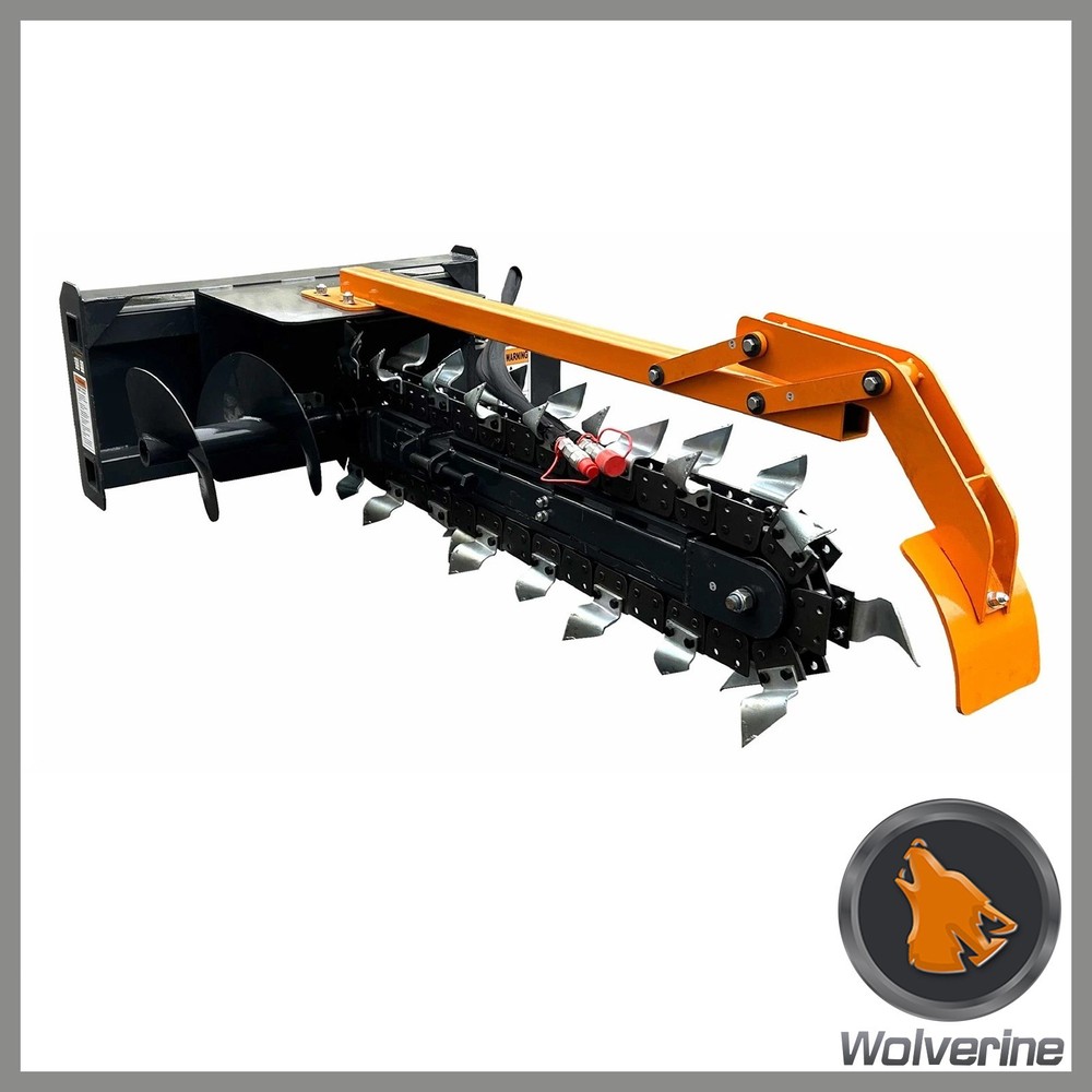 Wolverine 48″ Skid Steer Loader Hydraulic Trencher Attachment 8″ W TCR-12-48H