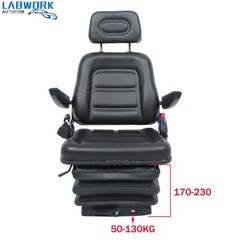 Suspension Adjustable Forklift & Tractor Seat Backrest Armrest Safety Belt