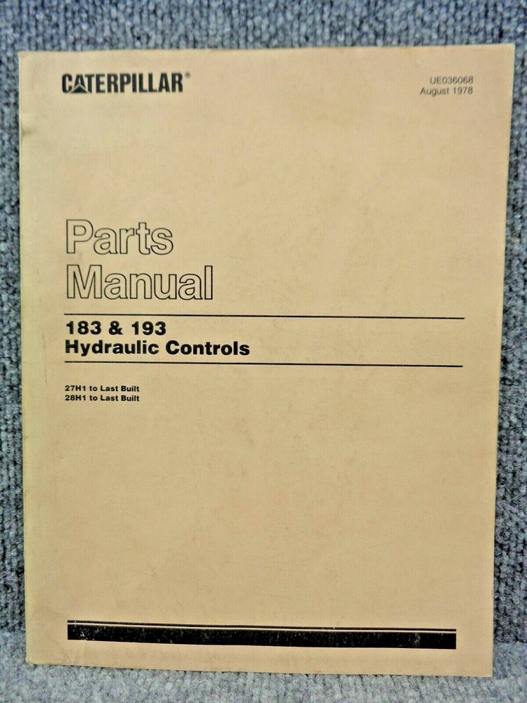 OEM Factory Caterpillar CAT 183 & 193 Hydraulic Control Parts Manual Catalog