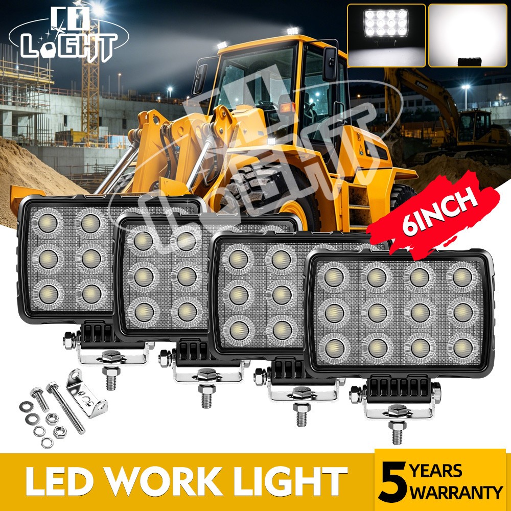4x 6″ LED Tractor Work Lights 12V 24V Flood Light Pods Waterproof offroad Truck