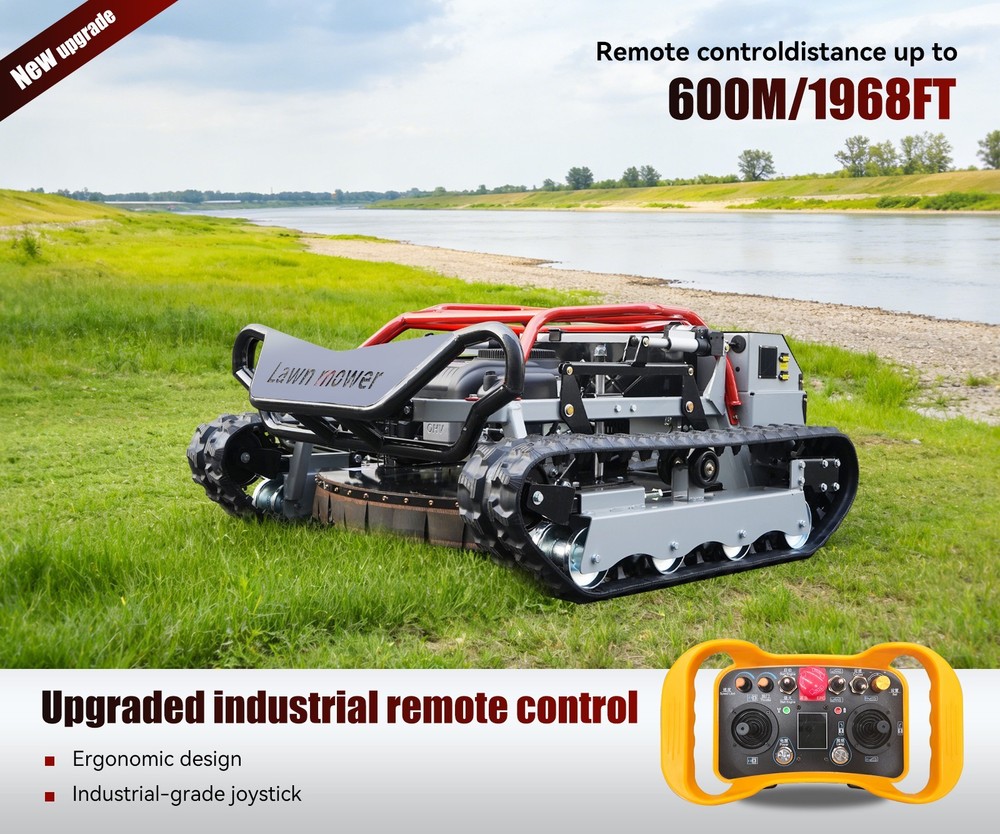 Remote controlled lawn mower, 22 hp gasoline engine, off-road, tracked.New