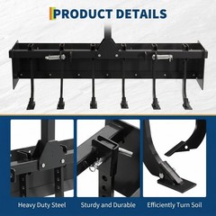 55 Inch Box Blade for Tractor Heavy Duty Land Leveler With 6 Adjustable Shanks C