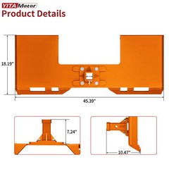 3/8″ Thick Skid Steer Mount Plate Quick Attach W/ Removable 2″ Hitch – Orange