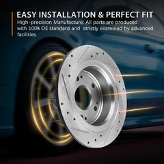 Rear 10.24″ (260mm) Drilled and Slotted Brake Kit Compatible with 2004-2008 Acur