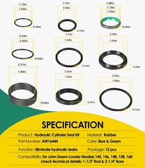 Cylinder Seal Kit Fits John Deere Loader Models 145 148 158 168 Replaces AW16444