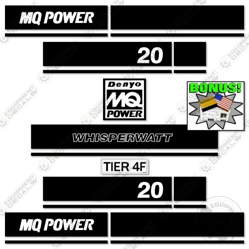 Fits MQ Power 20 Decal Kit Whisperwatt Generator – 7 YEAR OUTDOOR 3M VINYL!
