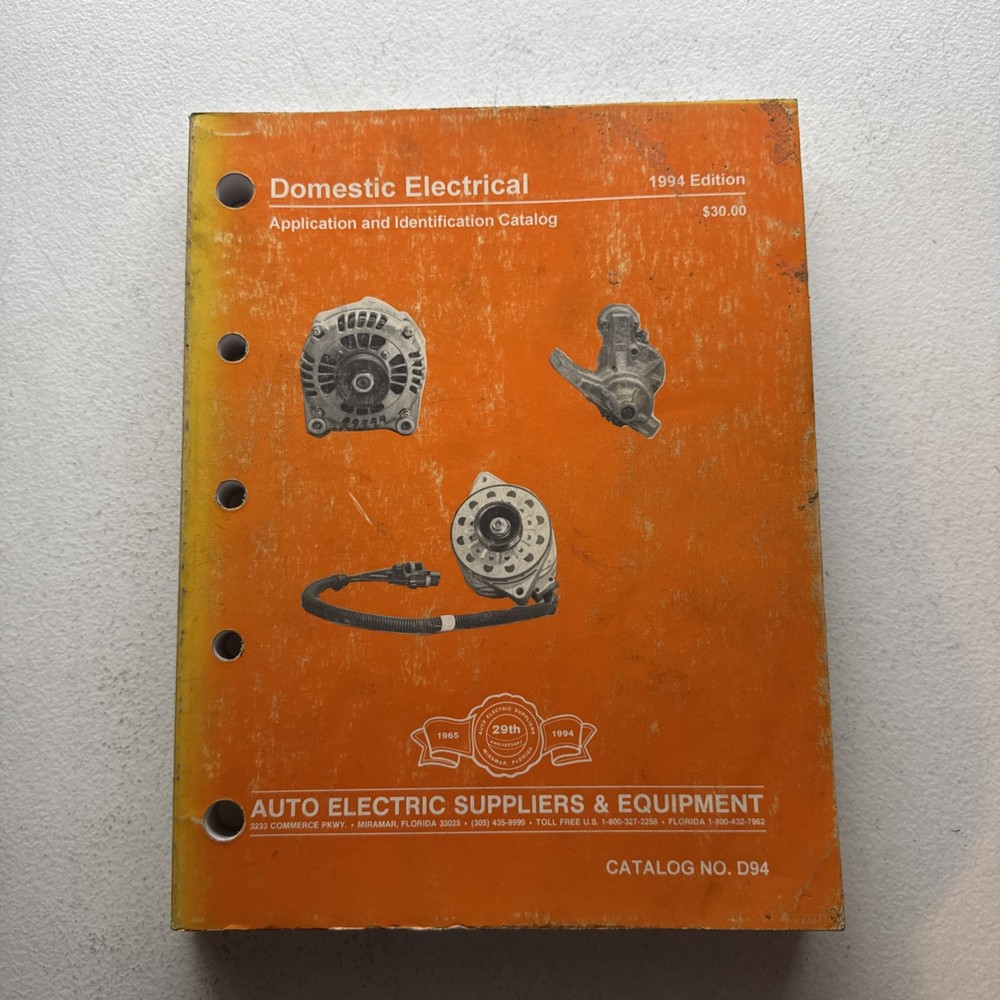 Auto Electric Suppliers & Equip. Domestic Electrical Identification Catalog D94