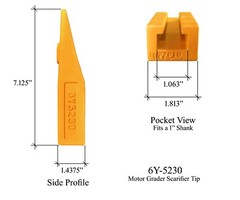 9 Scarifier Shanks & Tips, Fits Many John Deere Motor Graders- T114792, T6Y5230