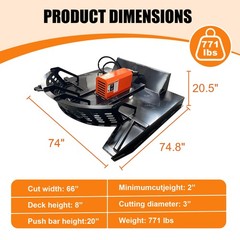 Wolverine Skid Steer Brush Cutter 66” New Hydraulic Mower Brush Hog Attachment