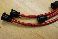 Ford NAA Golden Jubilee Red & Black Suppression Cloth Spark Plug Wire Set