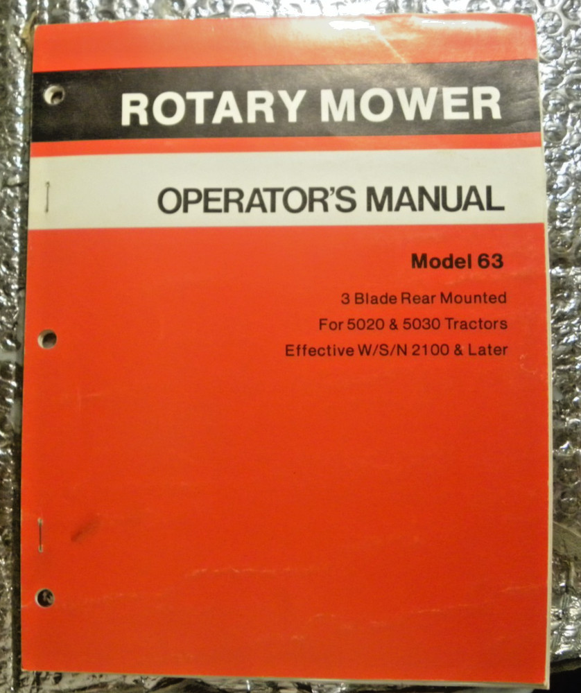 Allis Chalmers Operators Manual Model 63 Rotary Mower For 5020 & 5030 Tractor