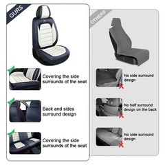 5 Waterproof Leather Seat Covers for MDX 2001-2026 Blue&White Full Set