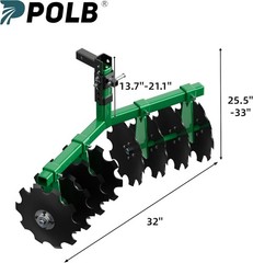 32″ Width Disc Plow Harrow W/2″ Receiver Mount for ATV UTV Steel Heavy Duty New