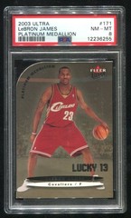 2003 Fleer Ultra Lebron James Platinum Medallion RC 87/100 PSA 8 NM-MT