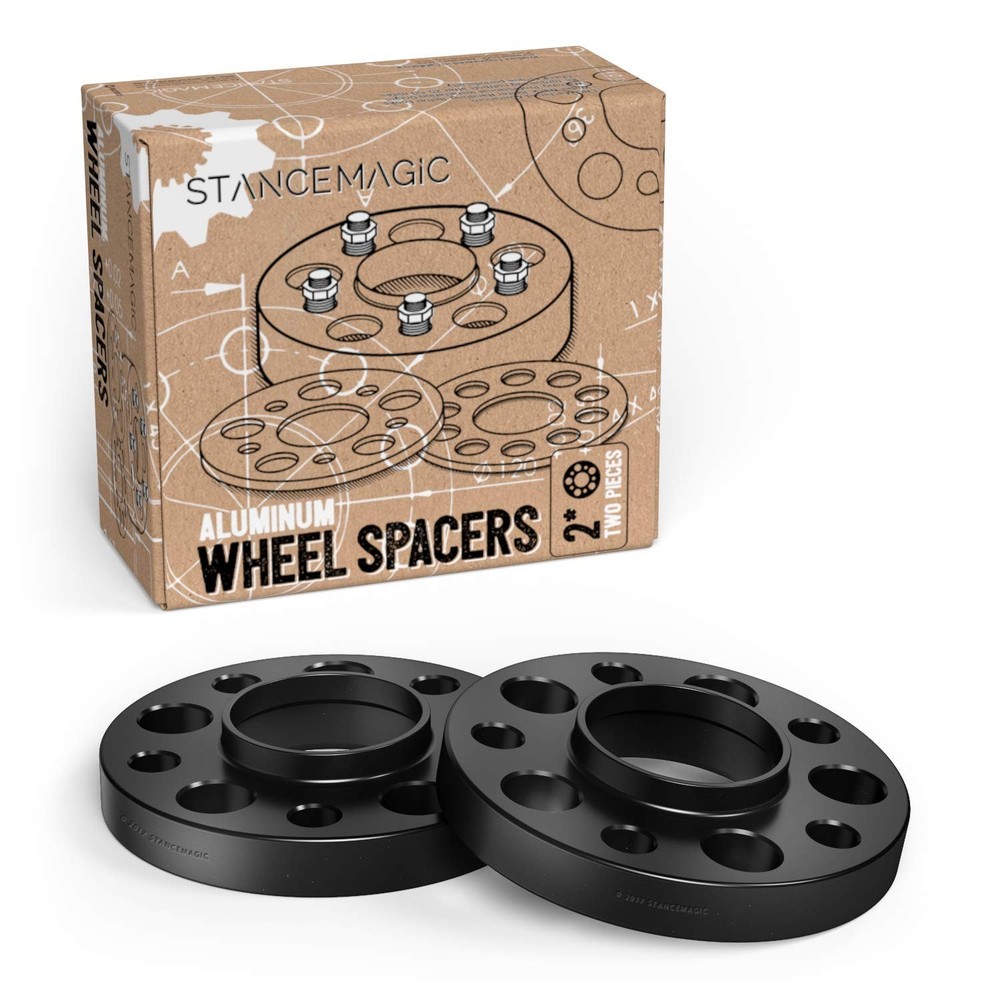 Stancemagic – 2Pcs 15Mm Black Hubcentric Wheel Spacers 5X112 66.6Mm Bore