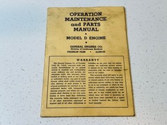 General Engines Co D-21 Model D Maintenance Parts Service Repair Shop Manual