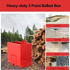 3 Point Ballast Box w/ 2″ Hitch Receiver for Category 1 Tractor Attachment 800LB