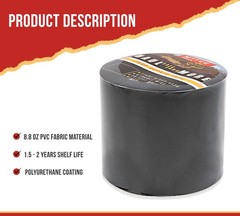 4 Inch x 25 FT 8.8 oz Waterproof Black Vinyl Tarp Repair Tape