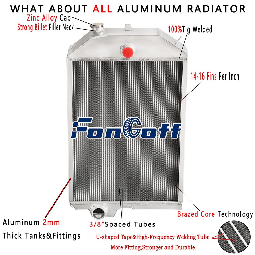 Full Aluminum 4-Row 70mm Radiator Fit John Deere 4440 AR79501 RE21897 US