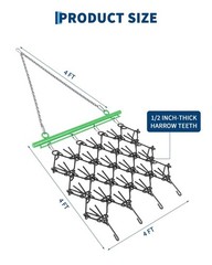 GRAVEE Drag Harrow for ATV UTV Tractor 4×4 ft 5×4.5 ft 3/8″ 1/2″ Teeth