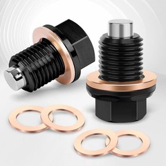M14x1.5 Magnetic Oil Drain Plug and Nut Kit, Aluminum Alloy with 4 Red Copper Cr