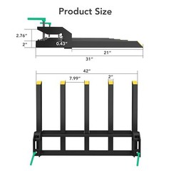 48/60″ Clamp On Debris Forks to Bucket 2500 lbs Heavy Duty Clamp-On Pallet Fork