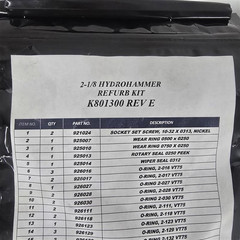 Hydrohammer Refurb Kit, 2-1/8 K801300 REV E -35