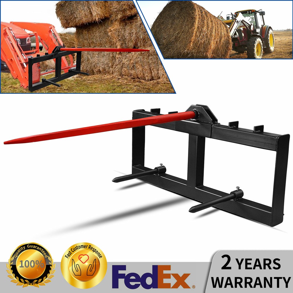 49″ Tractor Hay Spear Skid Steer Loader Quick Attach for Bobcat Tractor 3000 LBS