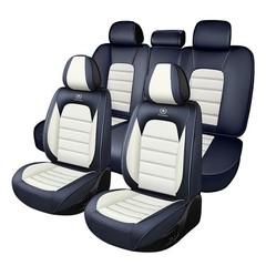 5 Waterproof Leather Seat Covers for MDX 2001-2026 Blue&White Full Set