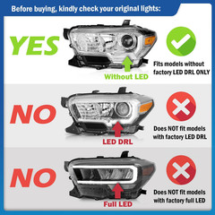 2016-2023 Toyota Tacoma Headlight Assembly Pair Halogen Non-LED DRL Left Right