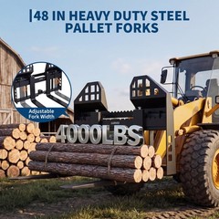 Pallet Fork 45″ Frame 4000LBS W/ 48″ Fork Blades for Loaders Tractors Skid Steer