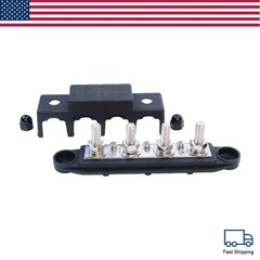 New Red & Black 5/16″ 4 Stud Power Distribution Block -BUSBAR- With Cover
