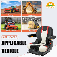 Adjustable Highback Heavy Duty Tractor Seat with Armrests & Shock Absorber