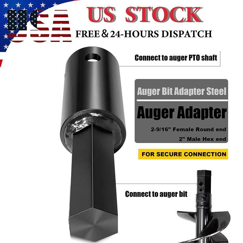 23-062 Heavy Duty Auger Adapter 2-9/16″ Female Round to 2″ Male Hex Auger Drive