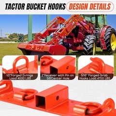 Tractor Bucket Grab Hooks Bolt On Compact Tractor Bucket Hooks 2″ Receiver