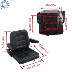 Universal Tractor Seat W/ Armrests Replacement For Excavator Backhoe Skid Loader