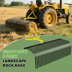 60″3 Point Landscape Rock Rake Category 1 Tractor Attachment Soil Gravel Lawn US