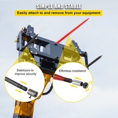 VEVOR Hay Bale Spear 49″ 3000 lbs Spike Fork 45#Steel W/2 Stabilizers & Sleeves