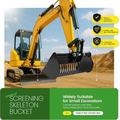 23.6 in/600MM Mud Bucket Mini Excavators Digger Steel Screening Skeleton Bucket