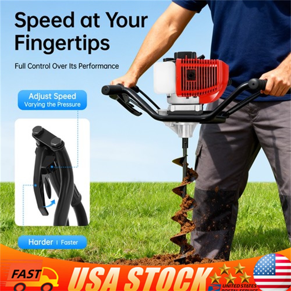 52CC Gas Powered Earth Auger Post Hole Digger Auger 2Stroke 2hp