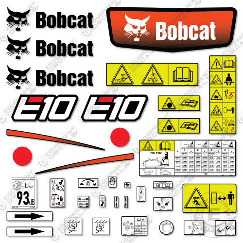 Fits Bobcat E10 Decal Kit Mini Excavator – 7 OUTDOOR 3M YEAR VINYL!