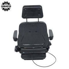 Suspension Tractor & Forklift Seat Armrest Safety Belt Black Adjustable Backrest