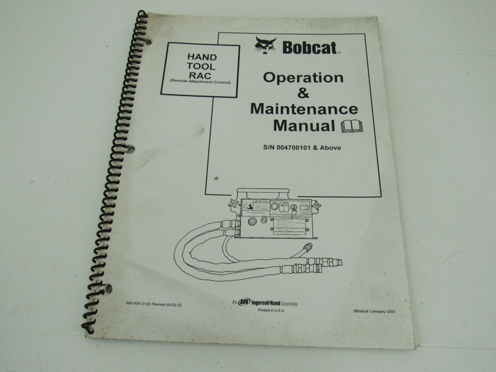 Bobcat Hand Tool RAC Operation & Maintenance Manual 6901404