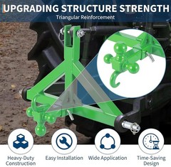 3 Point Hitch Receiver Cat 1 Tractor Towing Adapter with 2in Receiver Hook Kit