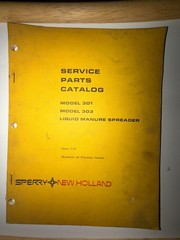 New Holland Model 301, 303, Manure Spreader Service Parts Catalog Manual 1982