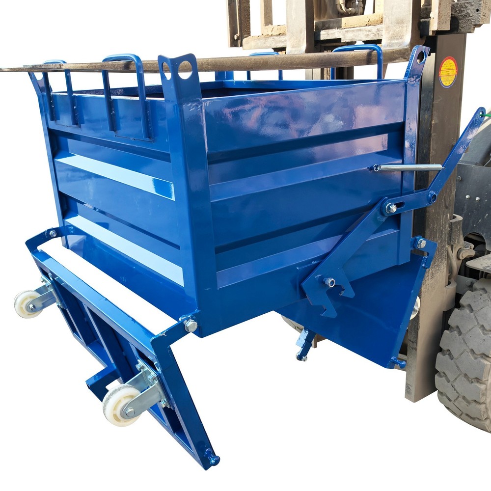 2200lbs Load Self-Dumping Hopper: Manual Forklift-Operated Steel Turnover Box